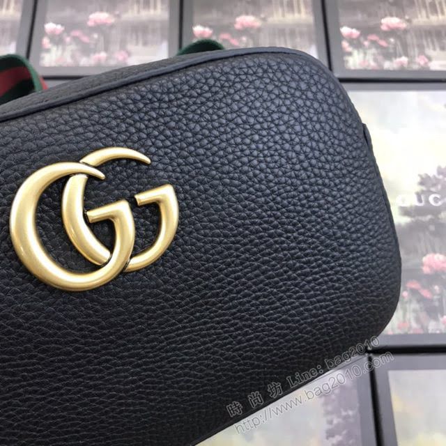 Gucci包 古馳新款相機包 476466黑皮 Gucci全皮單肩斜挎女包  gdj1045